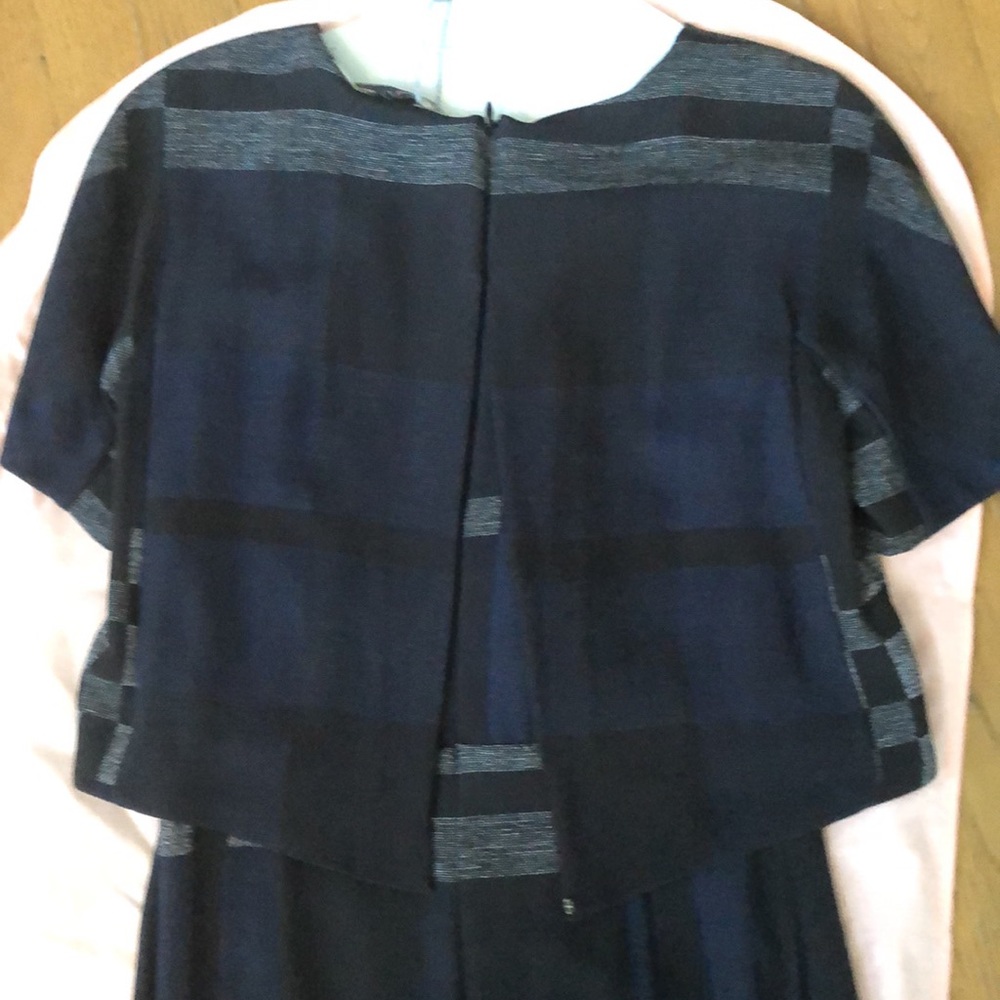 SPORTMAX Navy /Black Plaid cape-like Dress- S-NWT. - Picture 3 of 8
